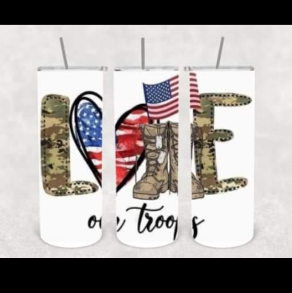 Love our troops 20oz tumbler